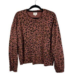 SUNDRY Women’s Leopard Print Crewneck Sweatshirt Size‎ XS Oversized Designer